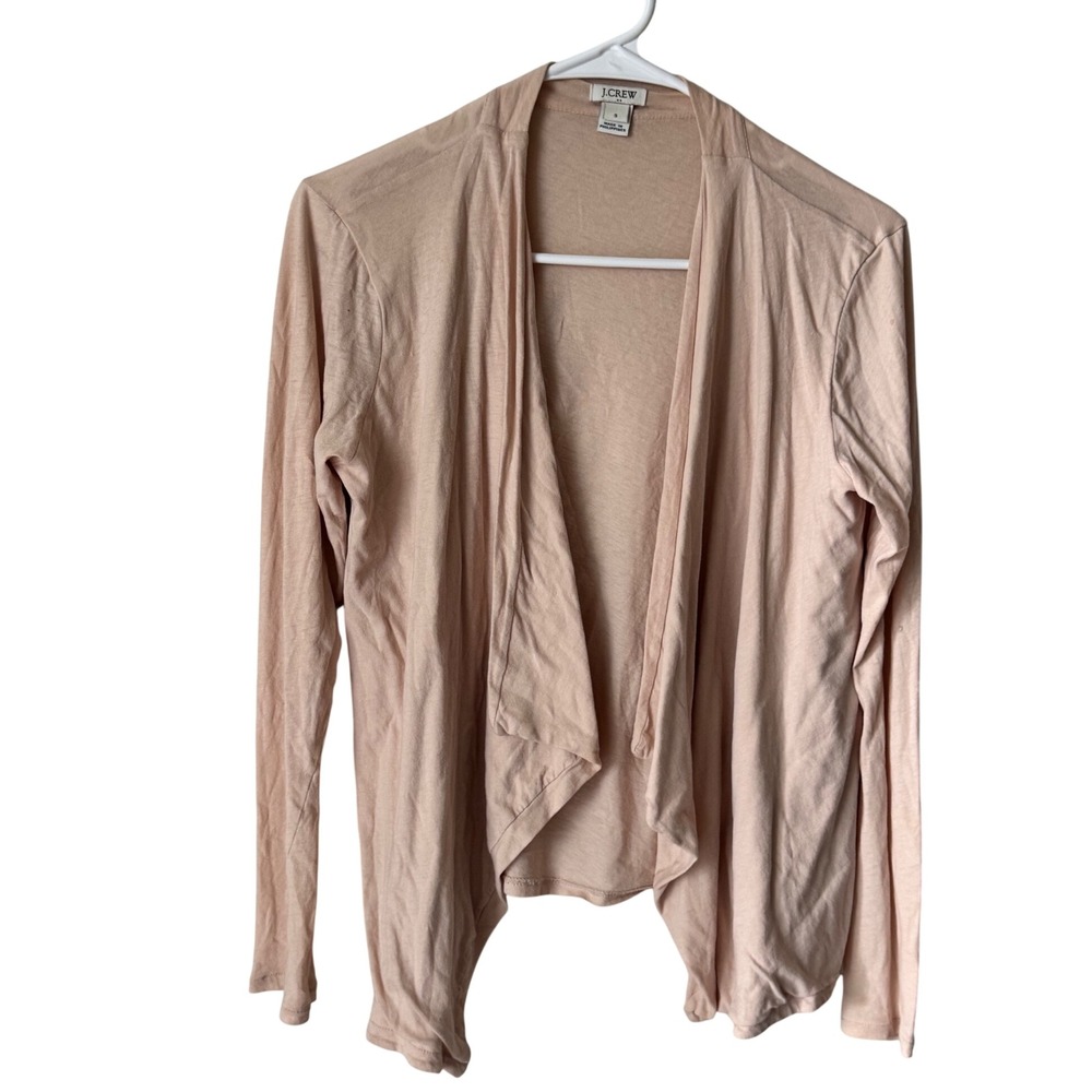 J.Crew Womens Blush Pink 100% Cotton Draped Open Front Cardigan Sweater S